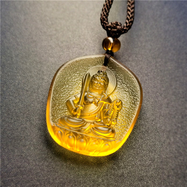 Buddha Stones zodiaco chino Buda Natal bendición Liuli cristal compasión COLLAR COLGANTE - Gallo-Acalanatha (Tamaño del colgante: aproximadamente 4,5 x 3,8 x 1 cm) - image 3