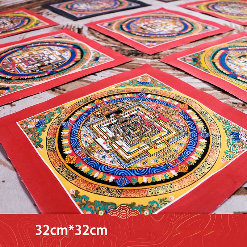 Caja ciega con pintura de Mandala Thangka hecha a mano tibetana, patrón de Color aleatorio