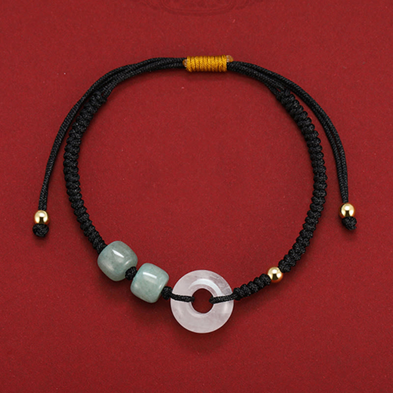 Buddha Stones, 2 uds., aventurina verde, Jade blanco, hebilla de la paz, pulsera trenzada para pareja de la suerte