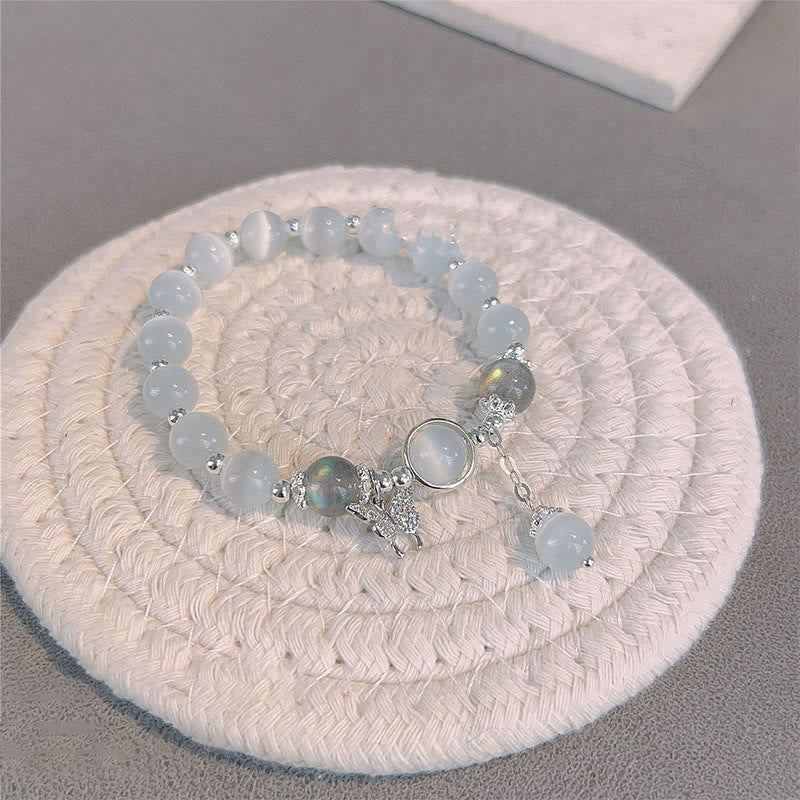 Pulsera de soporte con dije de estrella, mariposa, piedra lunar, ojo de gato, Buddha Stones
