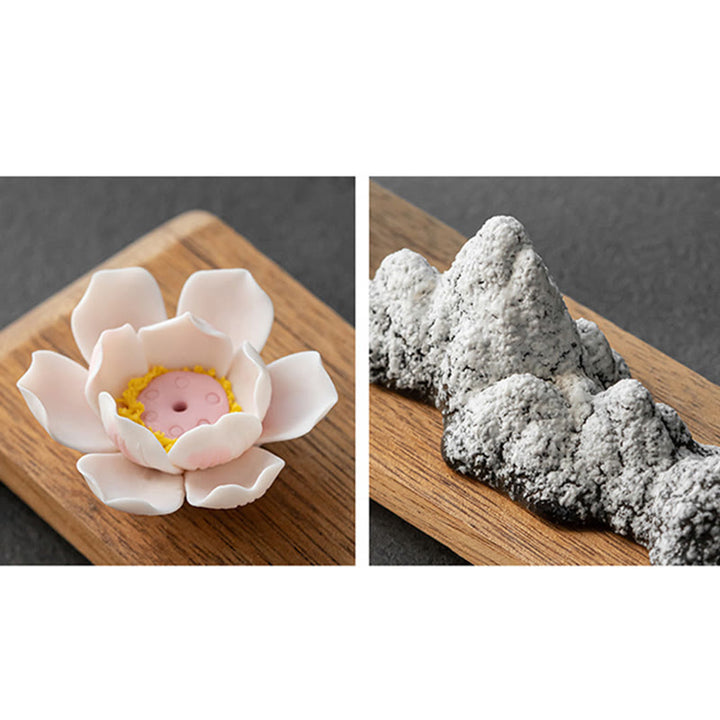 Buddha Stones, flor de loto, Tathagata Kwan Yin, Avalokitesvara Ksitigarbha, palo de cerámica para meditación, decoración de quemador de incienso