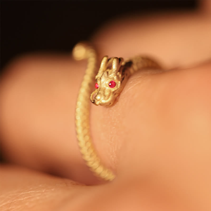 Anillo ajustable de plata de ley 925 con Buddha Stones , diseño vintage del Año del Dragón, protección de la suerte