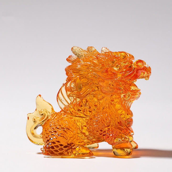Buddha Stones Feng Shui Kirin, pieza de arte de cristal Liuli hecha a mano, decoración para el hogar y la Oficina