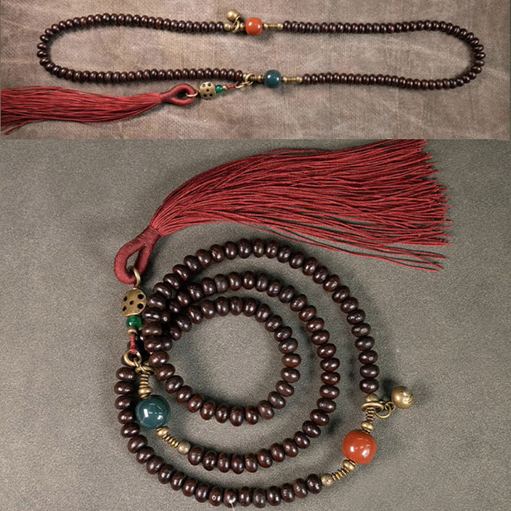 Buddha Stones 108 cuentas de Mala Natural Tíbet púrpura semilla de Bodhi pulsera auspiciosa