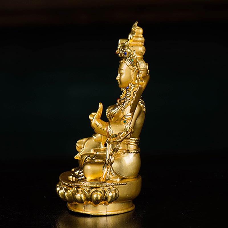 Decoración de estatua chapada en oro con protección de esperanza de Tara Blanca Bodhisattva