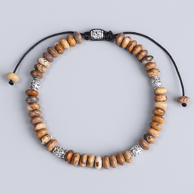 Pulsera de hilo con cuentas positivas de jaspe con imagen
