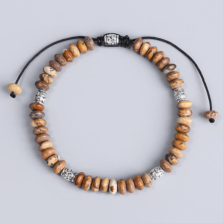 Pulsera de hilo con cuentas positivas de jaspe con imagen