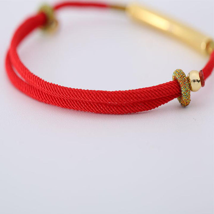 Pulsera de hilo rojo de la suerte Mani Mantra hecha a mano budista tibetana con Buddha Stones