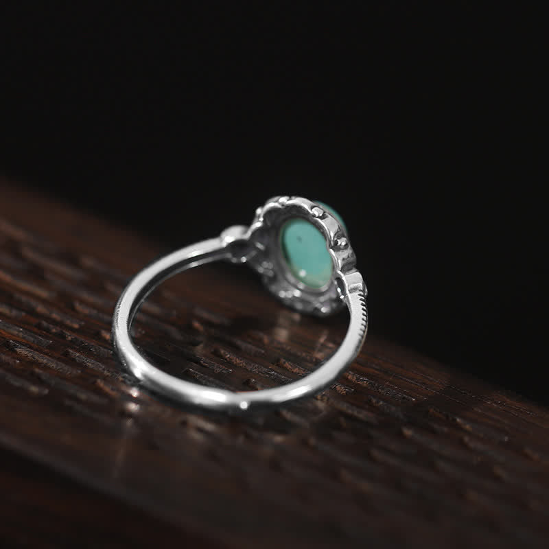 Anillo de protección de ágata roja turquesa tibetana de plata de ley 925