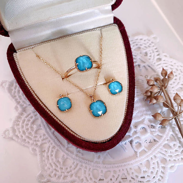 Juego de colgante y collar con anillo de protección chapado en plata de ley 925 con Buddha Stones