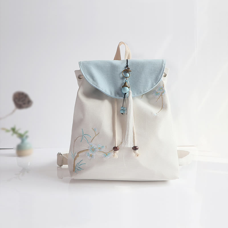 Mochila de lona de gran capacidad bordada hecha a mano con Buddha Stones