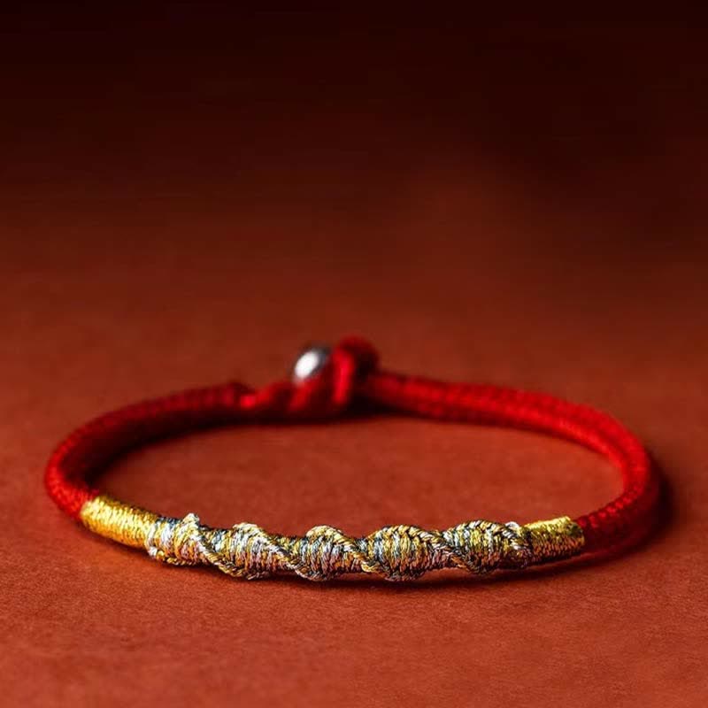Pulsera trenzada de protección con hilo rojo de la fuerza de la suerte de plata de ley 925 con Buddha Stones