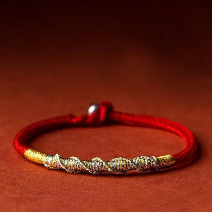 Pulsera trenzada de protección con hilo rojo de la fuerza de la suerte de plata de ley 925 con Buddha Stones
