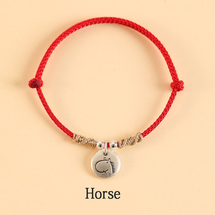 Pulsera trenzada de la suerte del zodíaco chino, hecha a mano, de plata de ley 999 con Buddha Stones, año del dragón