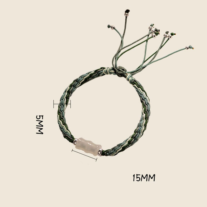 Pulsera de cuerda de fuerza de suerte y riqueza con nudo de reencarnación de bambú blanco