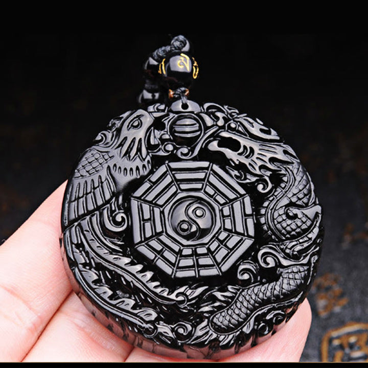 Collar con colgante de obsidiana con diseño de dragón Bagua y Buddha Stones - image 11
