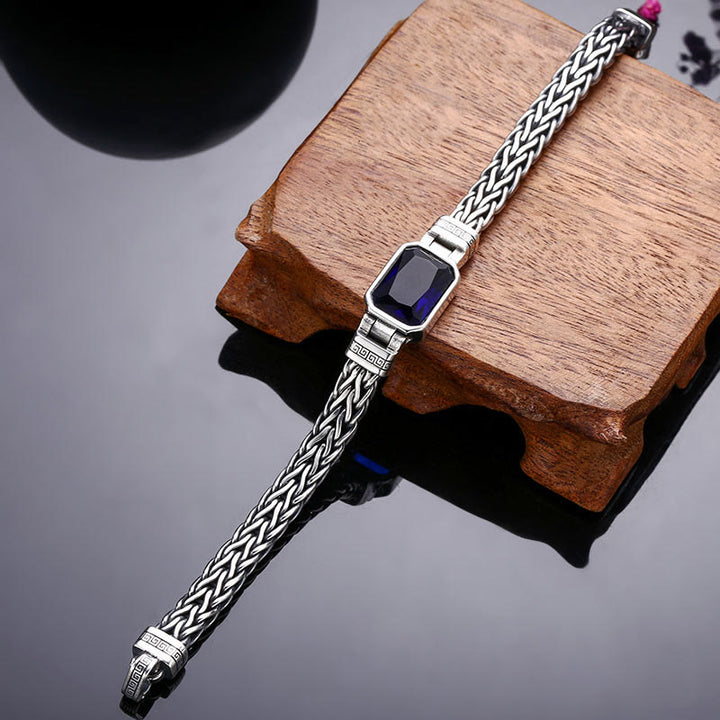Pulsera con hebilla de riqueza curativa con diseño trenzado de quilla de dragón acrílico azul Retro con Buddha Stones