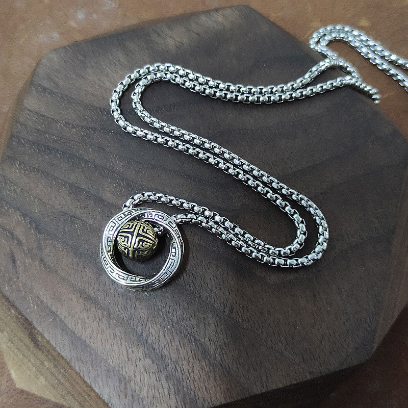 Colgante de collar de riqueza de cobre con cuentas de la suerte Mobius de Buddha Stones