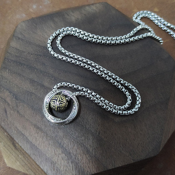 Colgante de collar de riqueza de cobre con cuentas de la suerte Mobius de Buddha Stones