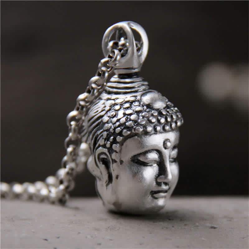 Collar con colgante de plata de ley 999 con Buddha Stones , Buda, demonio, serenidad - Buda (solo colgante) - Plata de ley 999 - image 1