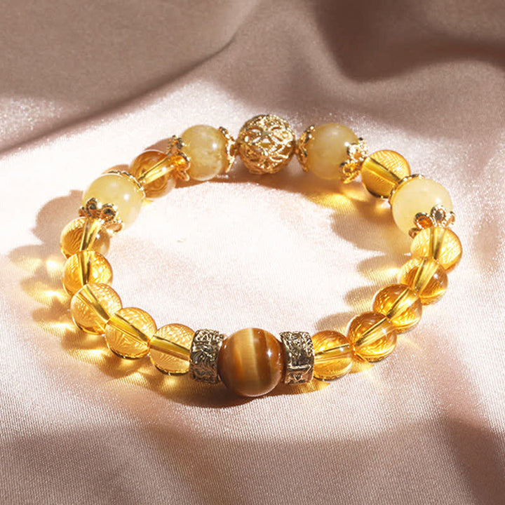 Pulsera con cuentas de prosperidad y generosidad de citrino con Buddha Stones