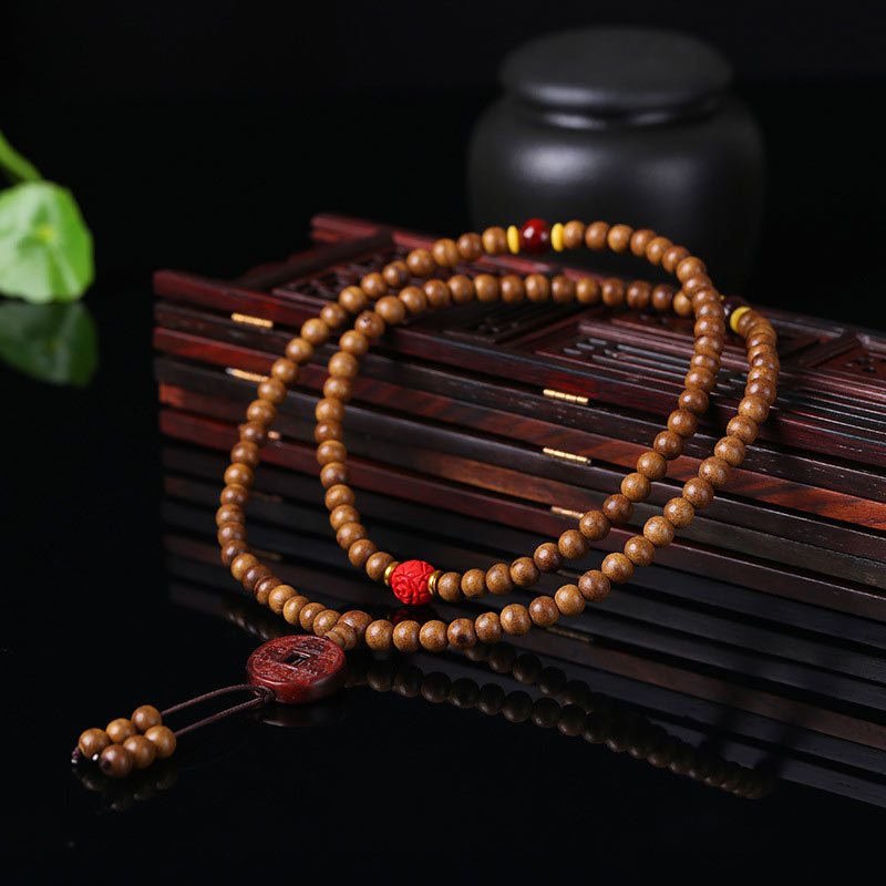 Buddha Stones 108 cuentas Mala madera de melocotón semilla Bodhi pulsera de meditación de oración de loto