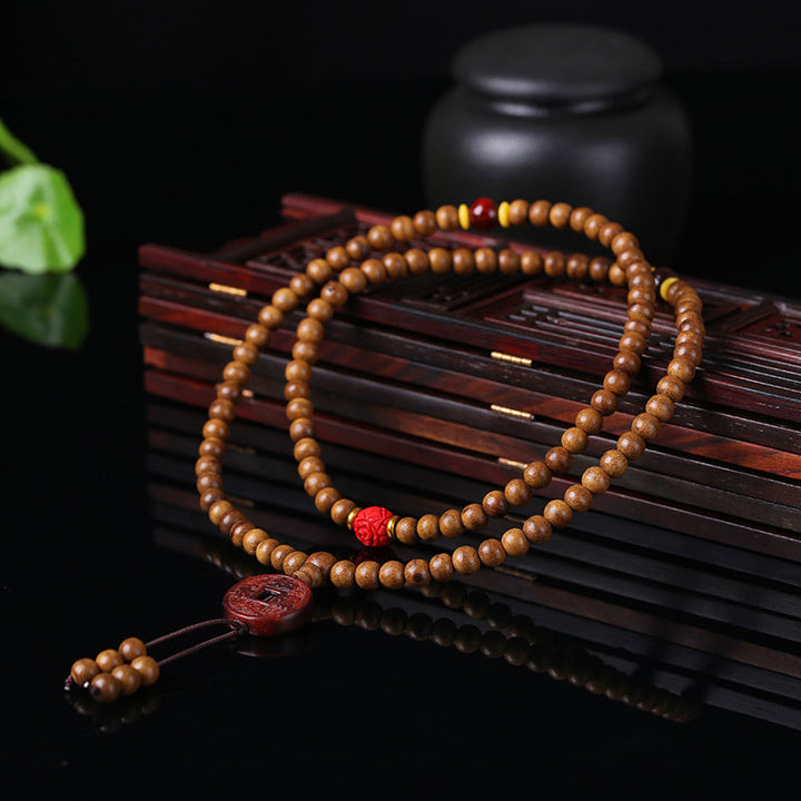 Buddha Stones 108 cuentas Mala madera de melocotón semilla Bodhi pulsera de meditación de oración de loto