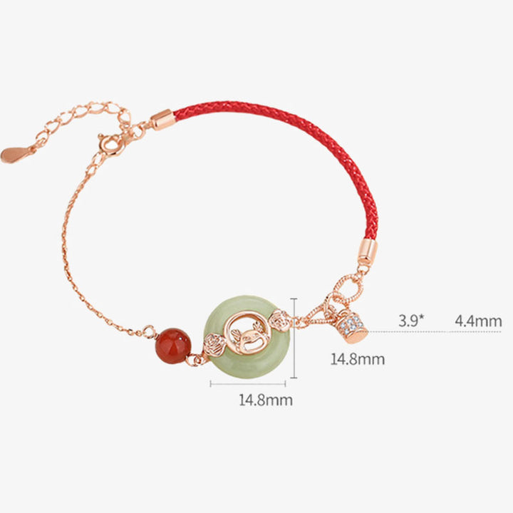 ❗❗❗Una venta flash: Buddha Stones, año del dragón, plata de ley 925, hebilla de paz de jade hetiano, pulsera de la suerte con personaje de dragón riendo Fu