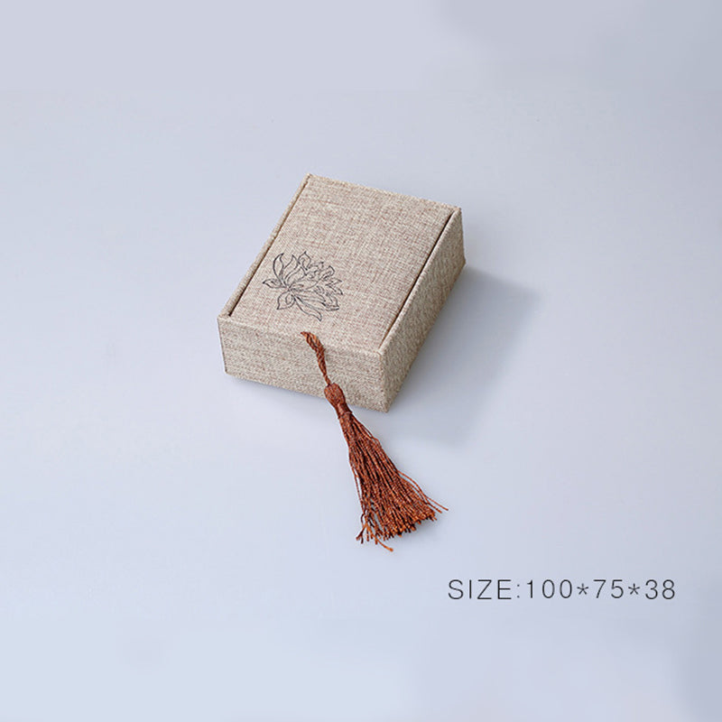 Caja de almacenamiento de joyería con diseño de loto y Buddha Stones, caja de regalo con borlas