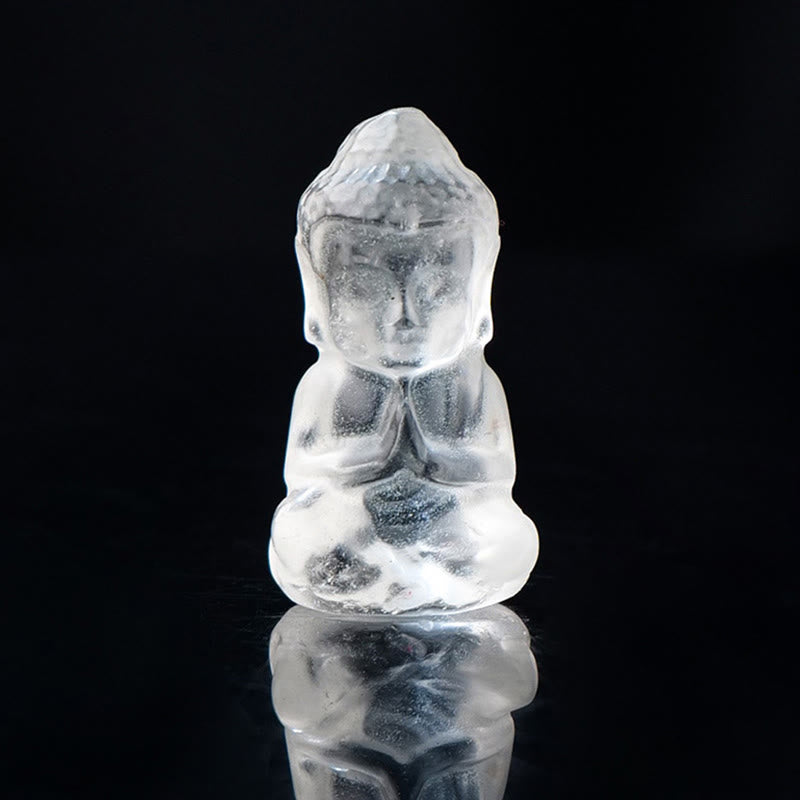 Buddha Stones Varios Cristal Amatista Cristal Rosa Cristal Blanco Citrino Buda Tallado Collar de Curación Espiritual Colgante Decoración - Cristal blanco - Decoración 1,4*2,6 cm - image 9