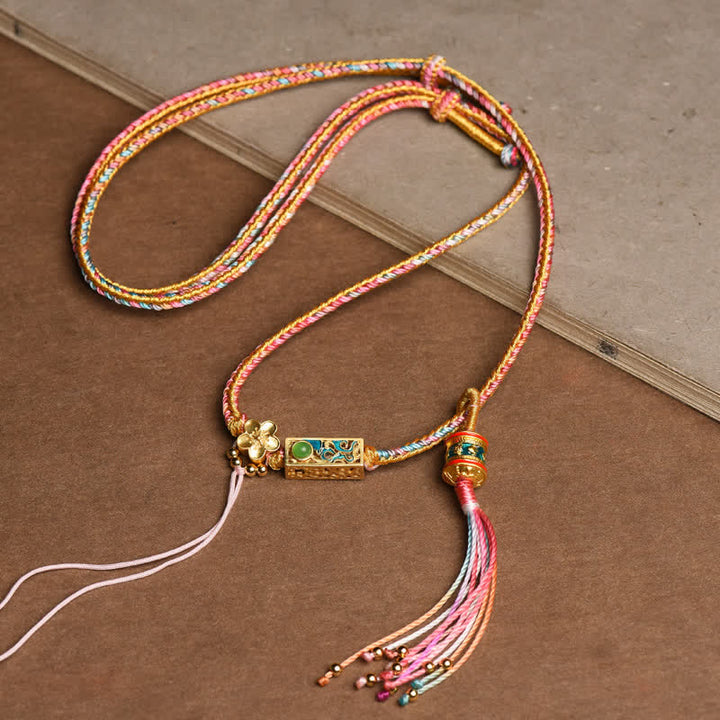 Colgante de collar de riqueza de cobre con cadena colorida de Buddha Stones