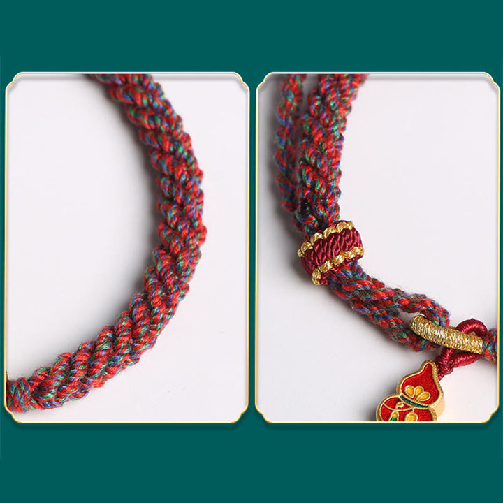 Pulsera de hilo trenzado con protección de flores de calabaza colorida hecha a mano con Buddha Stones