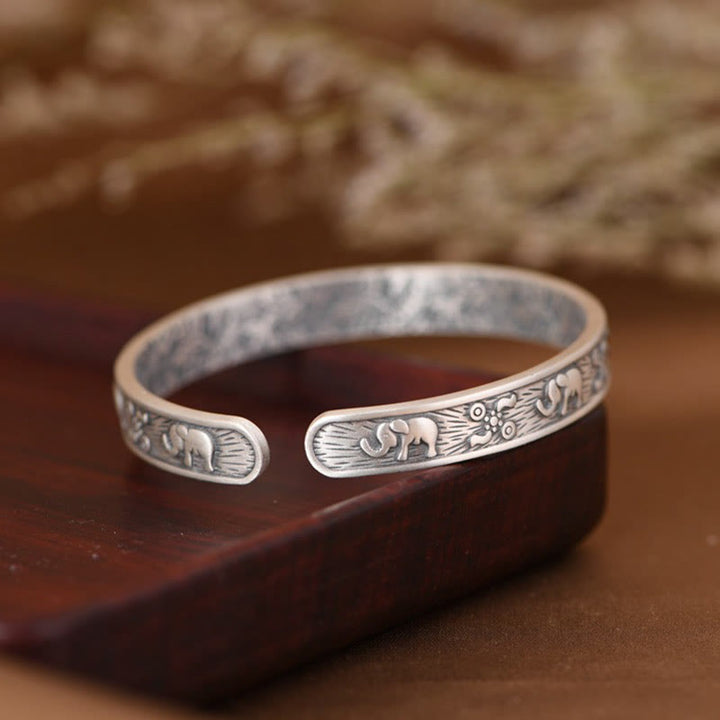 Pulsera de plata de ley 999 con Buddha Stones , diseño de elefante, fuerza y ​​sabiduría - image 4