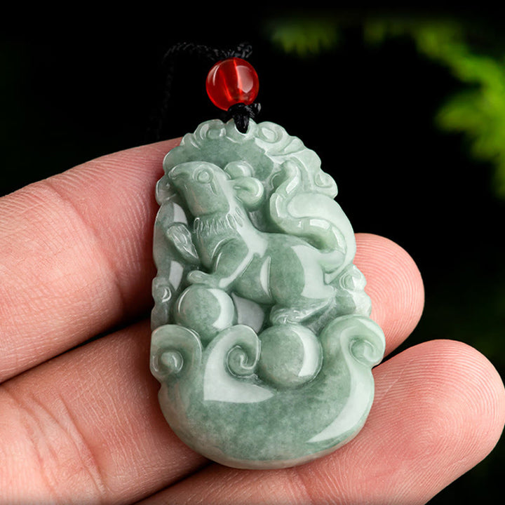 Buddha Stones Jade verde natural 12 Zodíaco chino Suerte Prosperidad Collar Colgante - image 4