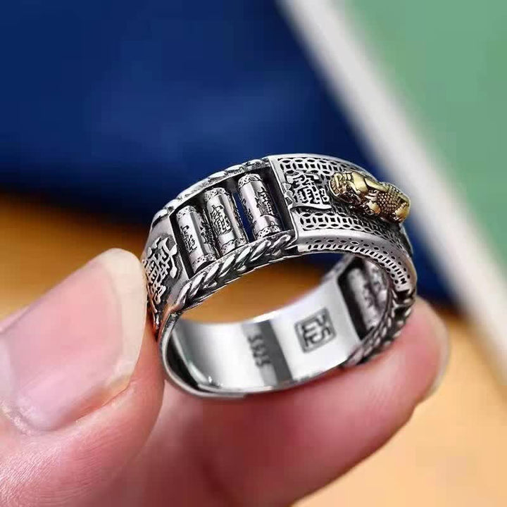 Anillo de pareja con Buddha Stones Lucky FengShui PiXiu, ruedas de oración de riqueza