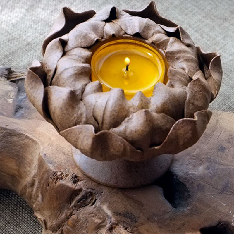 Quemador de incienso de cerámica con diseño de flor de loto y Buddha Stones , decoración para el hogar
