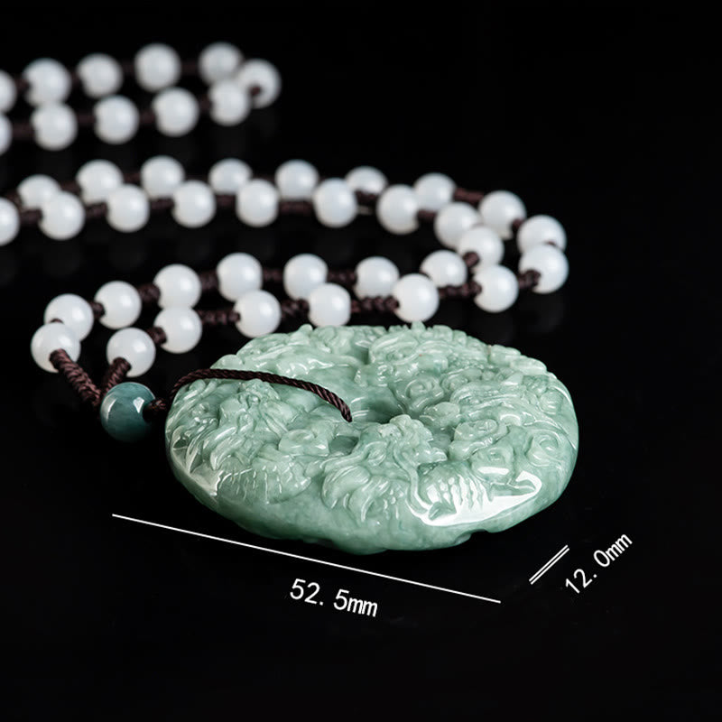 Buddha Stones Año del Dragón Jade Natural Nueve Dragones Paz Hebilla Collar Colgante de Protección