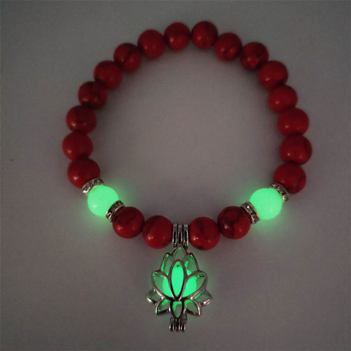 Pulsera de protección de loto con cuentas luminosas de piedra brillante turquesa tibetana de Buddha Stones
