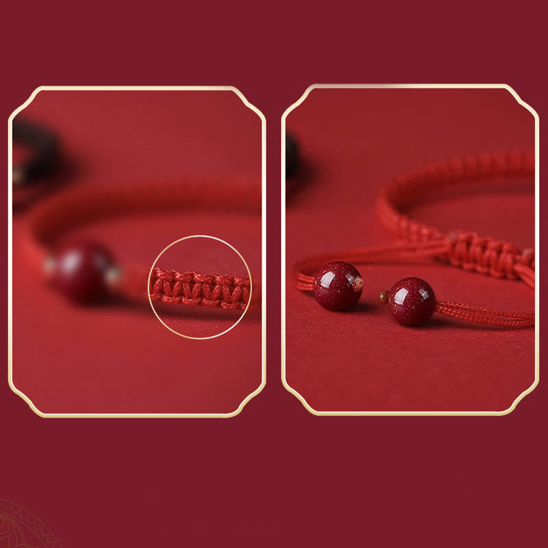 Pulsera de hilo rojo con cuentas de cinabrio de la suerte, Buddha Stones