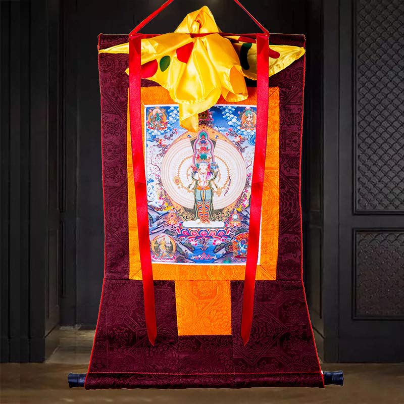 Buddha Stones tibetanas de mil manos Avalokitesvara enmarcadas decoración de bendición Thangka