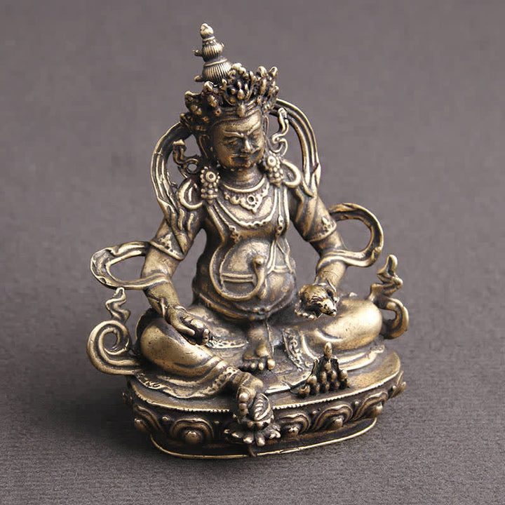 Estatuilla amarilla de Jambhala Bodhisattva, estatua de cobre de serenidad, decoración