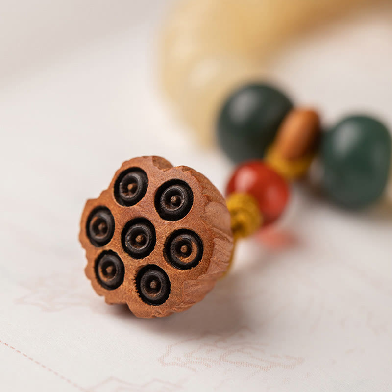 Pulsera de doble vuelta con diseño de vaina de loto y semillas de Bodhi de Buddha Stones
