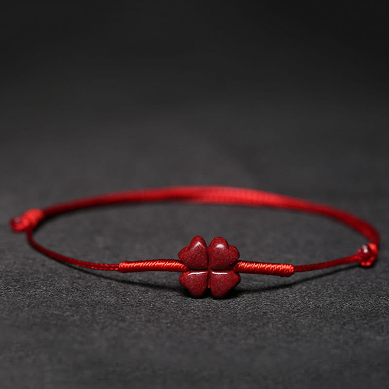 Pulsera trenzada hecha a mano con Buddha Stones, flor de ciruelo, trébol de cuatro hojas, PiXiu, loto, pez Koi, cinabrio