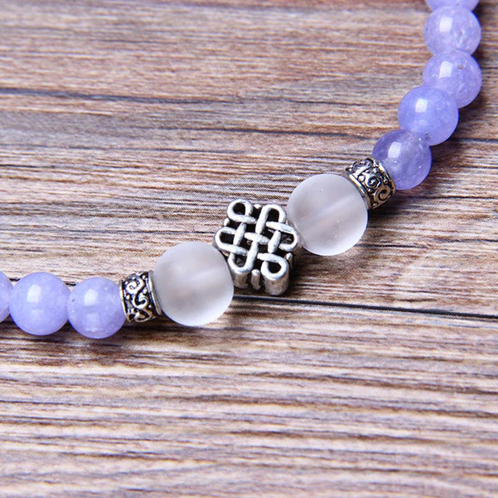 Pulsera de fuerza con cuentas de jaspe morado y Buddha Stones Mala