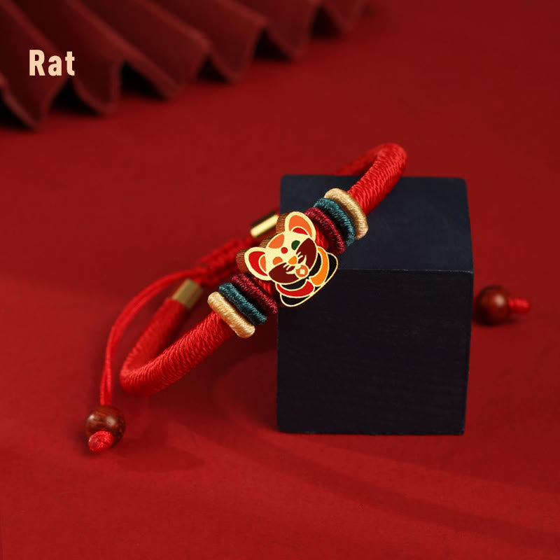 Pulsera roja trenzada de la suerte del zodíaco chino, hecha a mano, de Plata de Ley 925 con Buddha Stones , Año del Dragón