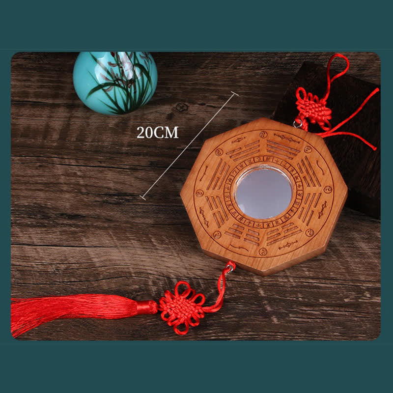 Feng Shui Bagua Mapa Madera de Durazno Monedas de Cinco Emperadores Equilibrio de Nudos Chinos Espejo de Mapa de Energía - image 13
