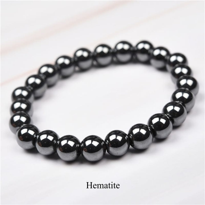 Pulsera de cuentas curativas de cuarzo con piedra natural de piedras de Buddha Stones - 8 mm - Hematites - image 44