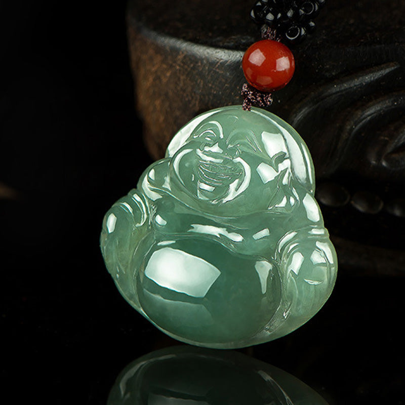 Colgante de collar de cuerda de abundancia de jade de Buda sonriente - image 4