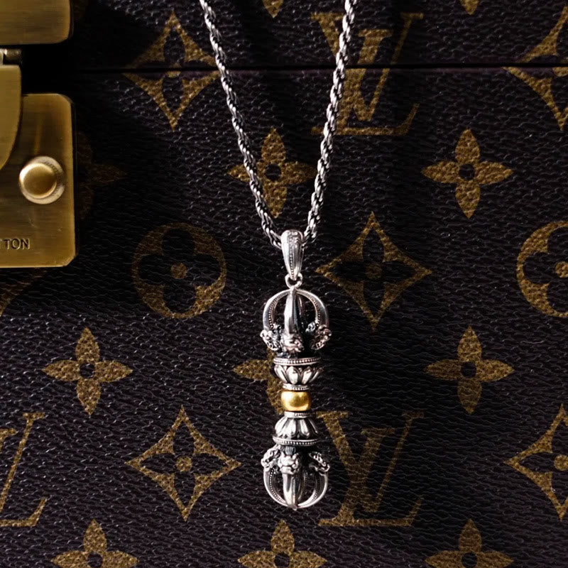 Colgante de collar de riqueza con diseño tibetano Dorje Vajra de Buddha Stones