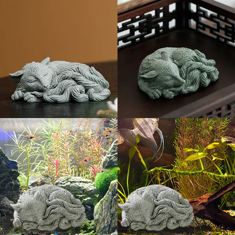 Buddha Stones pequeñas de nueve colas, protección de zorro, decoración para el hogar, té, mascota